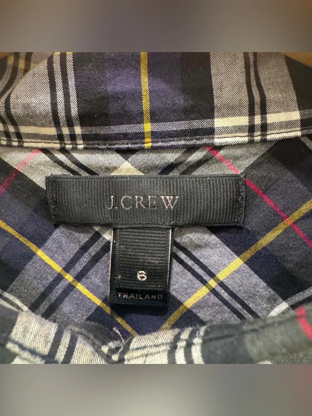 J. Crew Women Navy, White and Red Plaid Button-Down Shirt Cotton Size S